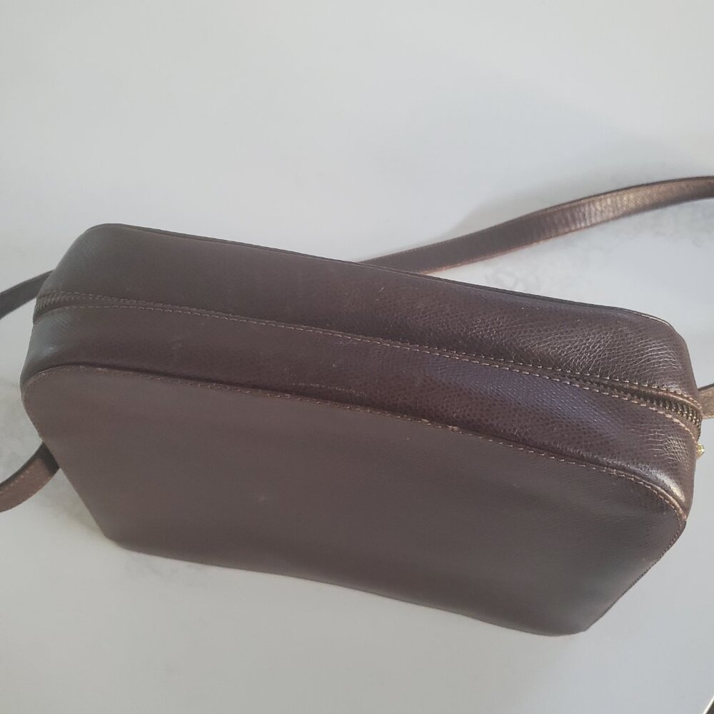 Vintage Lladro Dark Brown Leather Crossbody Adjustable Strap Handbag - Picture 4 of 11